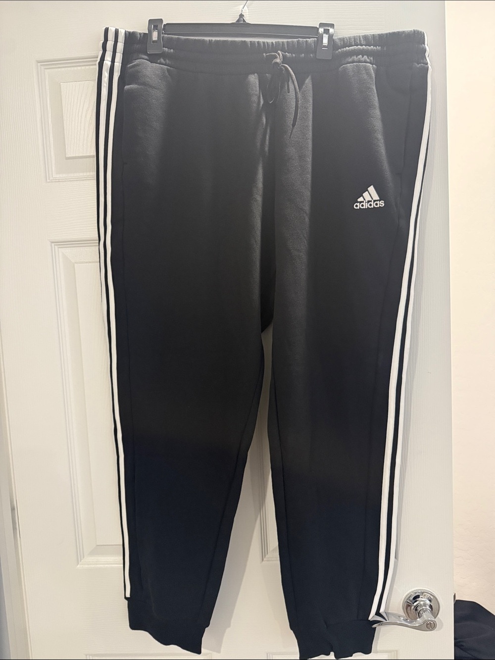 adidas Black Joggers with White Side Stripes